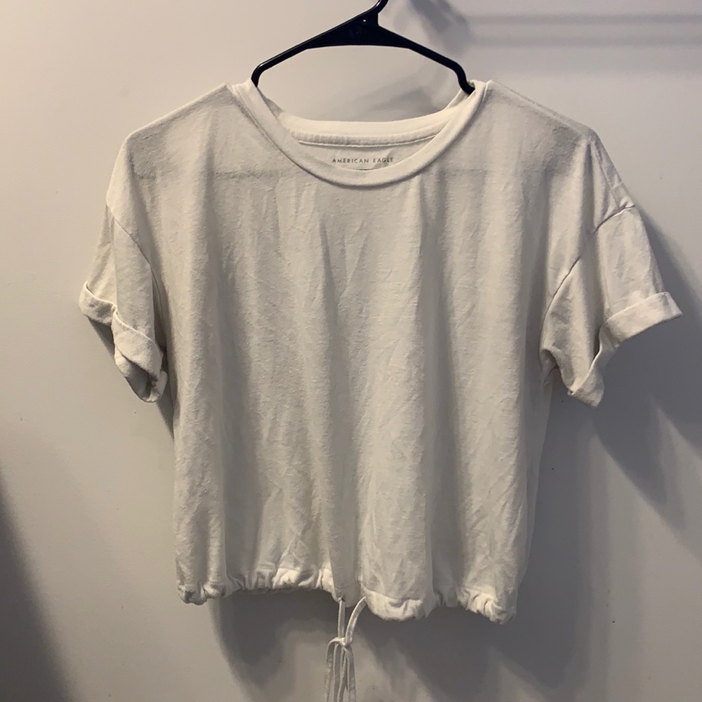 White american eagle cropped cotton teeshirt